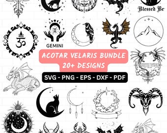 Lot de svg Acotar Velaris, quatrième aile svg, svg de garçons chauve-souris, la ville étoilée png, la cour de nuit svg, svg fantastique, téléchargement immédiat