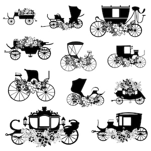 Carriage Svg Bundle, Horse Carriage Clipart For Cricut, Cinderella Carriage Vector, Carriage Decal, Princess Carriage Cut Files, PNG