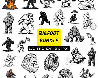 Pacchetto SVG di Bigfoot, SVG di Bigfoot, SVG di Sasquatch, Clipart di Bigfoot, File di Bigfoot per Cricut, File di taglio di Bigfoot per Silhouette, PNG