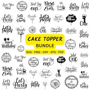 Cake Topper SVG Bundle, Cricut und Laser Cut-Dateien, Hochzeits- & Geburtstagstortendekoration, Babyparty, Kreisrahmen, Monogramm SVG, PNG