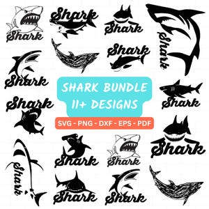 Shark Svg Bundle, Shark Clipart, Shark Png, Cute Shark Svg, Sharks Svg, Shark Cricut, Shark Face Svg, Shark Silhouette, Shark Svg Files