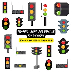 Traffic Light SVG Bundle, Traffic Lights Cut Files, Transport Clipart, Street Red Light Clip Art, Traffic Light Decal, Instant Download