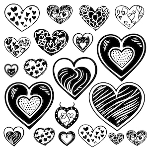 Heart Svg Bundle, Heart Doodle Svg, Hand Drawn Heart Svg, Heart Clipart, Valentine Day Heart Svg, Instant Download, Love Svg, Love Clipart