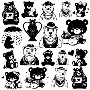 Teddy Bear SVG Bundle, Teddy Bear Vector, Teddy Bear PNG - digital download svg, eps, dxf, png, svg files for cricut, Instant Dowload