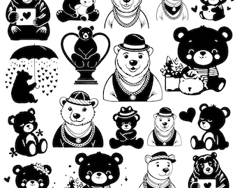 Teddy Bear SVG Bundle, Teddy Bear Vector, Teddy Bear PNG - digital download svg, eps, dxf, png, svg files for cricut, Instant Dowload
