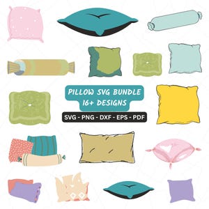 Pillow SVG Bundle, Pillow Vector, Pillow Cricut, Bed Vector, Soft Pillow Clipart, Pillow Silhouette, Home Decor Svg, Instant Download