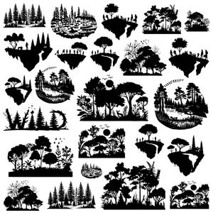 Forest Landscape SVG, Forest scene svg, Forest silhouette svg, Instant Download, Mountain Svg Bundle, Commercial use, Woodland SVG