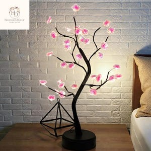 Körsbärsblomsträdslampa | LED-bonsailampa | Peksensor, USB-driven, rosa körsbärsblomsträdslampa