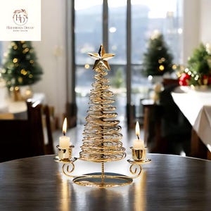クリスマスツリーキャンドルホルダー | ゴールドクリスマスツリーキャンドルホルダー | キャンドルオーナメントデコレーション | お祝いのホームデコレーション