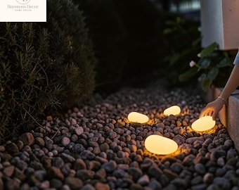 Luminária solar de jardim em pedra | Luminária solar LED à prova d'água para jardim externo | Decoração à prova d'água para quintal e caminho | Luminária de pedra para jardim com brilho quente