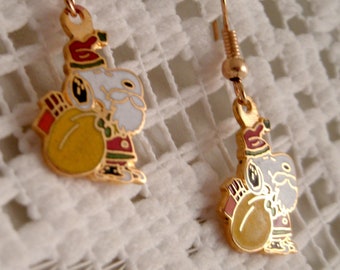 Vintage Christmas Santa Claus Snoopy Earrings Aviva United Features  Earrings with 18k Gold plated wires