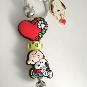Beagle Dog style Cartoon dog hugs key chain with a heart silicone focal beads
