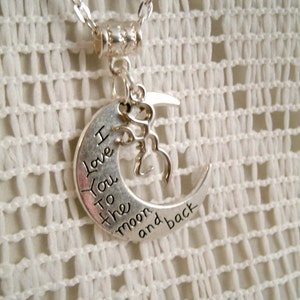 Deer Charm Love you to the Moon Necklace pendant with Dangling Deer inside charm