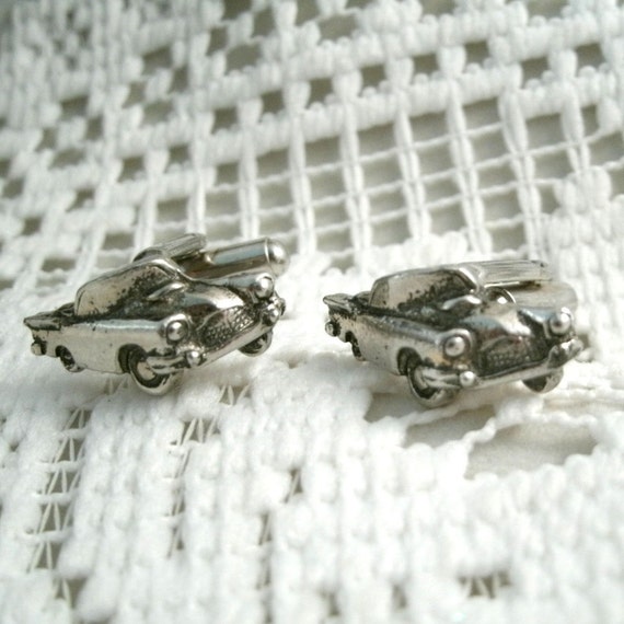 Vintage Convertable Cuff Links antique silver plat