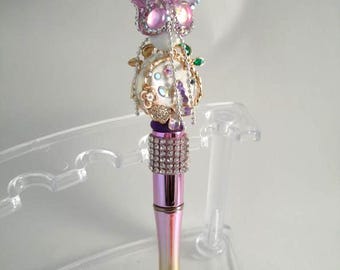Purple Butterfly Beaded gift pen with beautiful special made amazing beads for gift giving Pinks and purples