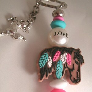 Horse Keychain mirror clip purse decoration bag clip decorative keychain Western Silicone Horse mirror clip keychain feather design mane