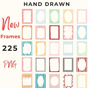 Frames & Borders Whimsical Clipart Bundle, Striped Swirl Borders for Wedding Invitations, Hand Drawn Wavy Bow Borders PNG, Quirky Frames