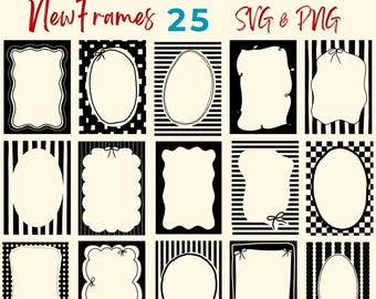 Clipart di cornici e bordi stravaganti: disegni scarabocchiati disegnati a mano (SVG, PNG download digitale)