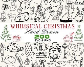 Whimsical Christmas Doodles: Hand-Drawn SVG Clipart Bundle (Digital Download)