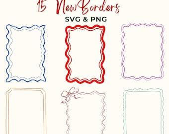Hand-Drawn Doodle Frames SVG & PNG Bundle: Whimsical Borders Clipart (Digital Download