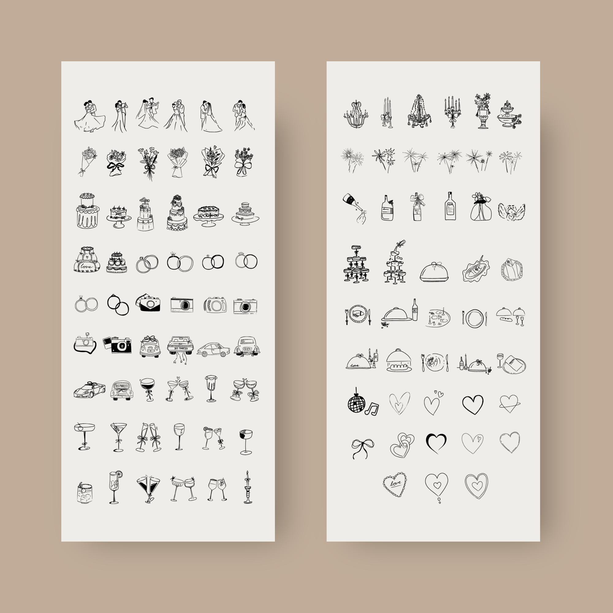 Hand Drawn Wedding Clipart Bundle: SVG & PNG Icons (digital Download ...