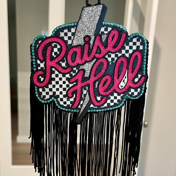 Raise Hell Freshie con o senza frangia - Deodorante per auto e accessorio personalizzato Freshy I Western I a scacchi