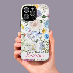 Personalized Name Floral Phone Case Tough Cases for Women Custom Gifts Floral Phone Cover Birthday Gift Stylish Protection