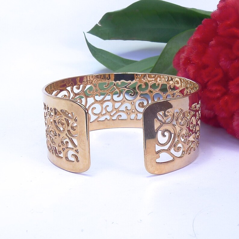 Rose Gold cuff bracelet interlaced spirals Rose gold Etsy