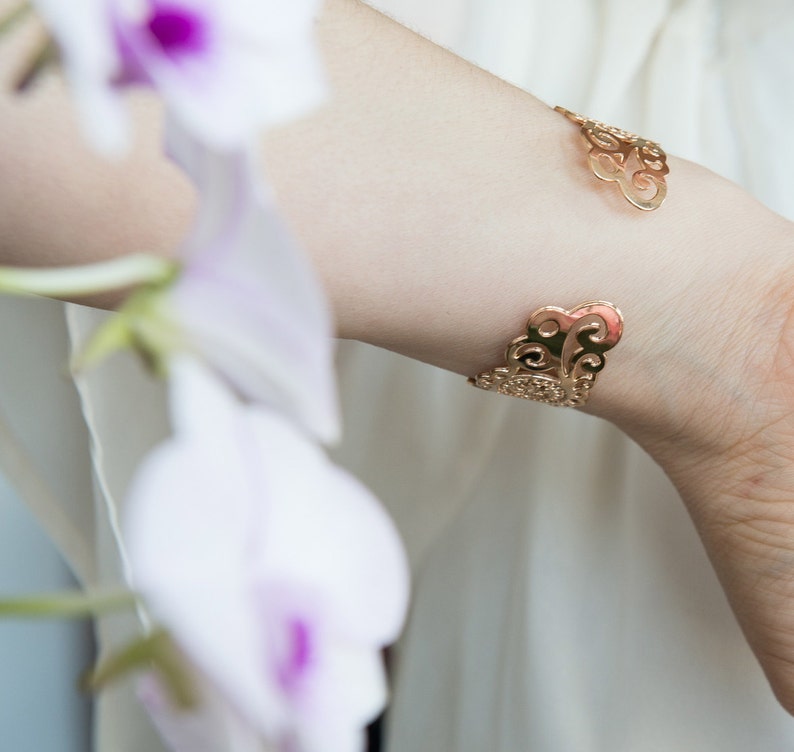 Rose Gold Cuff Rose Gold Bracelet Rose Gold Jewelry Dainty Etsy