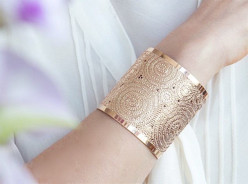 Rose Gold Cuff Modern Jewelry Rose Gold Bracelet Dots & Etsy