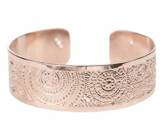 Dainty Rose Gold Cuff Bracelet, Small Mandala Rose Gold Cuff, Dainty Jewelry, Rose Gold Bracelet, Fashion Jewelry, Handmade In Israel