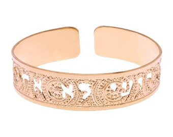 Psalm 23:1 Dainty Cuff, Scripture Jewelry in Hebrew for Women, Beautifully Packaged, Handmade in Israel (Rose Gold)