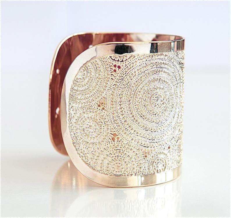 Rose Gold Cuff Modern Jewelry Rose Gold Bracelet Dots & Etsy