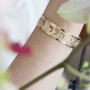 Psalm 46:1 Dainty Cuff, Scripture Jewelry in Hebrew for Women, Beautifully Packaged, Handmade in Israel Gold image 3