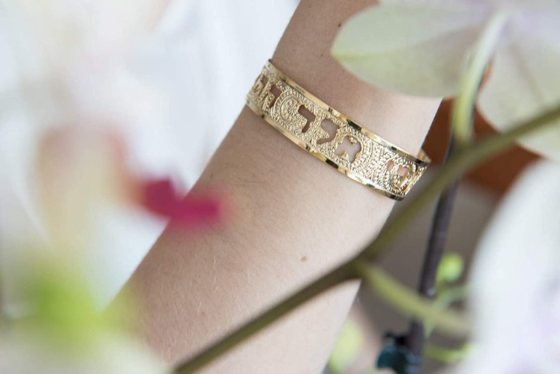 Psalm 46:1 Dainty Cuff, Scripture Jewelry in Hebrew for Women, Beautifully Packaged, Handmade in Israel Gold image 3