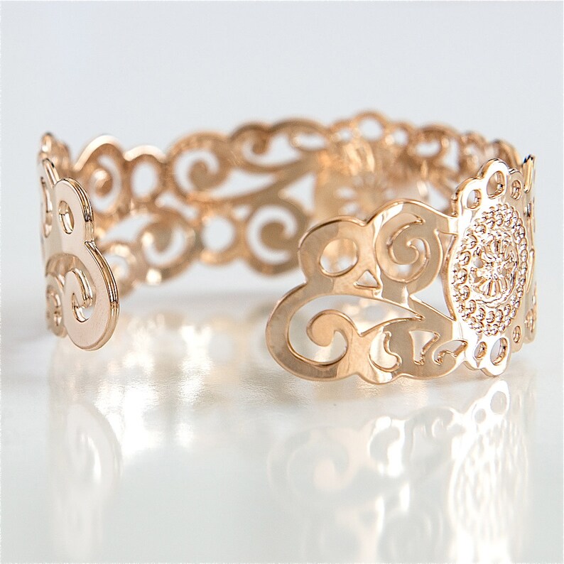 Rose Gold Cuff Rose Gold Bracelet Rose Gold Jewelry Dainty Etsy