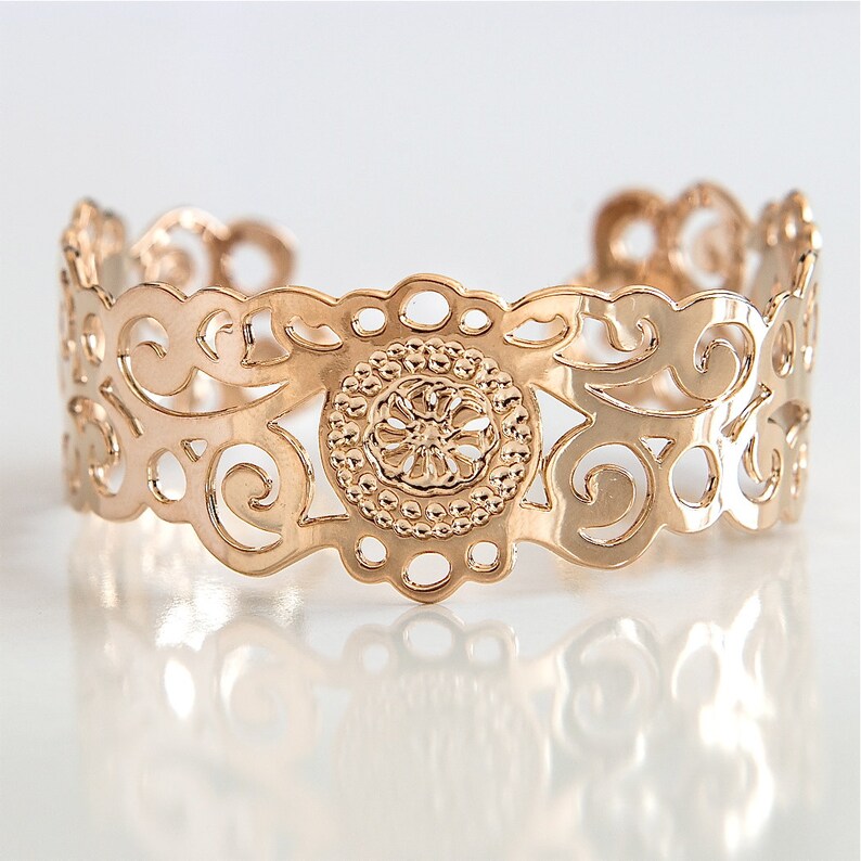 Rose Gold Cuff Rose Gold Bracelet Rose Gold Jewelry Dainty Etsy