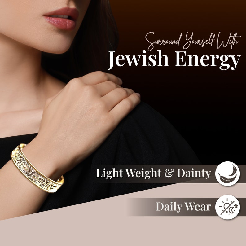 Psalm 46:1 Dainty Cuff, Scripture Jewelry in Hebrew for Women, Beautifully Packaged, Handmade in Israel Gold image 8