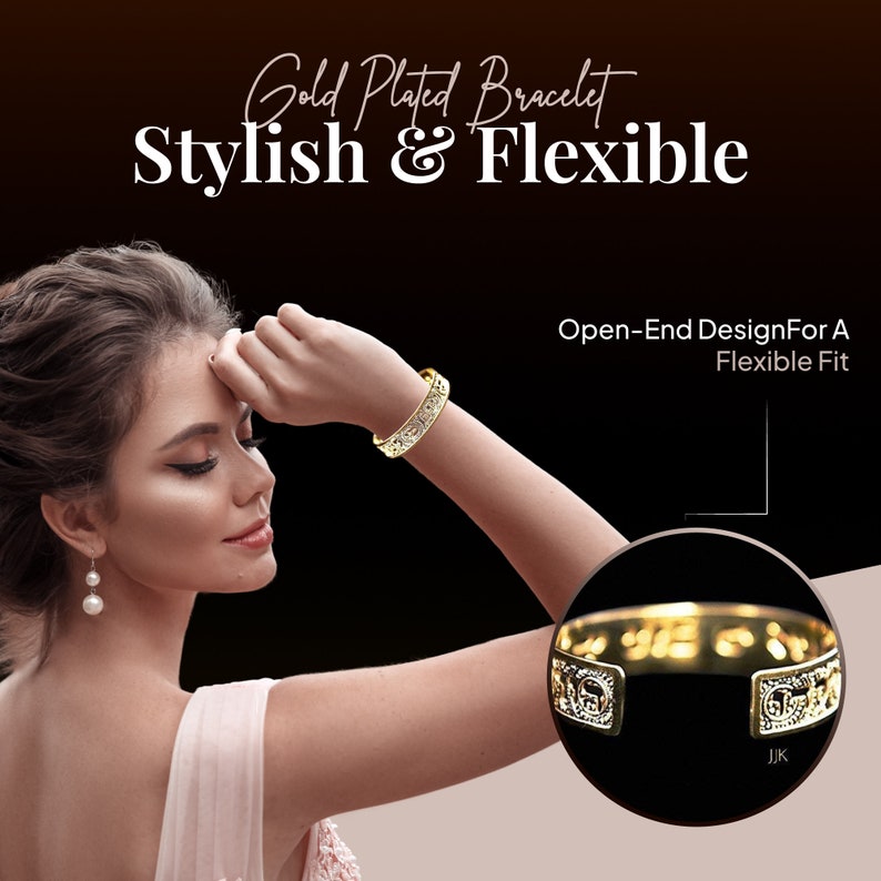Psalm 23:1 Gold Cuff, Bible Scripture Bracelet, Women's Gold Cuff Bracelet, Blessing Jewelry, Jewish Cuff, Jewish Jewelry image 8
