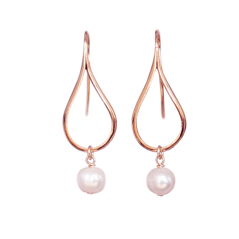 Rose Gold Earrings With Pearls Dangly Earrings Teardrop | Etsy