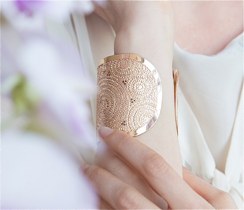 Rose Gold Cuff Modern Jewelry Rose Gold Bracelet Dots & Etsy