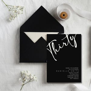 Minimalist 30th Birthday Invitation | Editable Canva Template | Surprise Party Black & White  Design | Digital Download