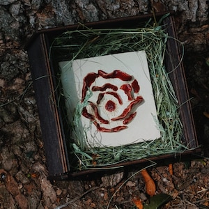 Handmade Ceramic Rose Tile – Red Glazed Wall Art – Textured Clay Relief – Unique Floral Decor Gift