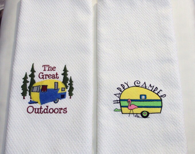 RV Camping Kitchen Towels for the RV Lover Cute Embroidery Etsy