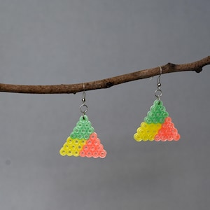 Neon triangle earring. Handmade and lightweight boho statement, Perfect for brightening up any outfit