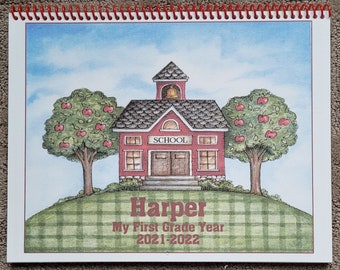 School Year Calendar and Journal ~ 12 Months for boy or girl