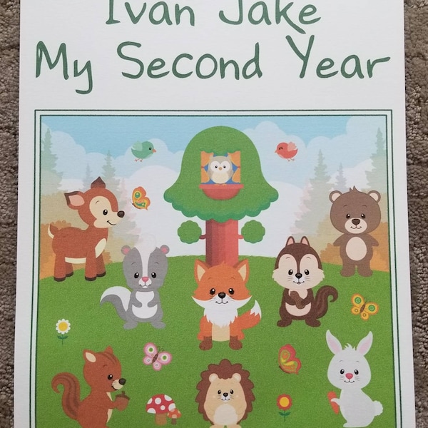 Woodland Critters Calendar and Memory Book for Boy ~ 13 Month Calendar - Personalized