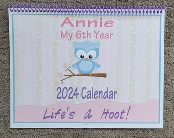 2024 Life's A Hoot Calendar & Memory Book for Girl - Personalized