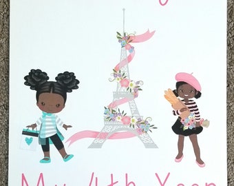 Oh la la Paris African American Girl Calendar ~ 12 Month Calendar - Personalized