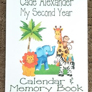 Jungle Jungle Calendar and Memory Book for Boy ~ 13 Month Calendar - Personalized